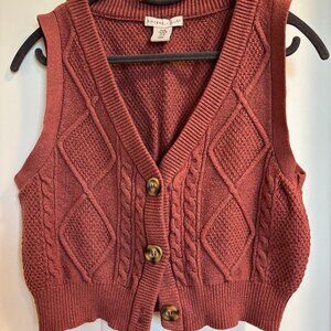 Sincerely Jules Rust Cable Knit Sweater Vest Size M
